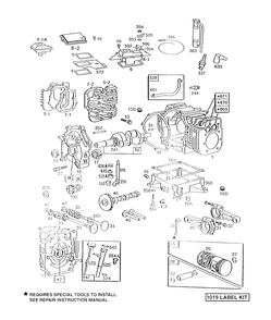 Cylinder, Sump, Cover, Heads Diagram and Parts List for 404437-1209-XX  Briggs and Stratton Engine